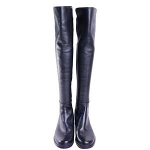 STUART WEITZMAN 5050 Bold Boot Black Calf Leather Over The Knee Boots Women's 6M